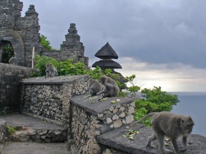 The monkey-filled temple of Ulu Watu--courtesy of  BayBali.com (it was raining and our photos didn't come out as well)